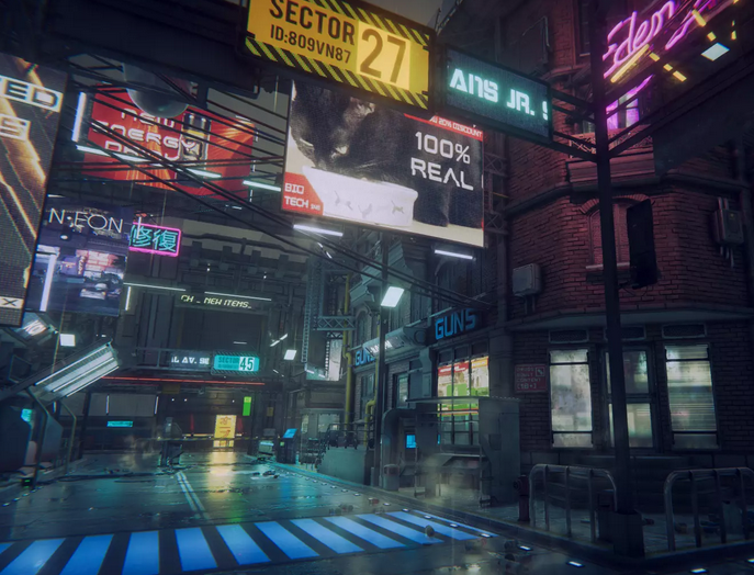 Unity3d赛博朋克风格关卡模型黑暗城市2资源下载