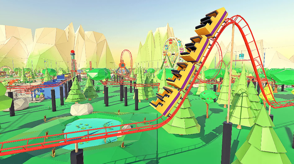 unity3d低多边形公园游乐园风格模型资源下载