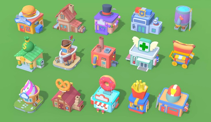 unity3d:大富翁风格超休闲建筑 city buildings-经验之谈-北京九艺